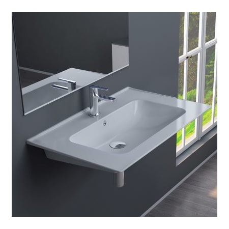 Nameeks Blue Rectangular Ceramic Wall Mounted / Drop-In Sink White